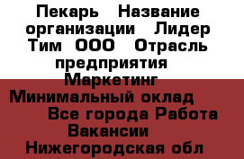 Пекарь › Название организации ­ Лидер Тим, ООО › Отрасль предприятия ­ Маркетинг › Минимальный оклад ­ 27 600 - Все города Работа » Вакансии   . Нижегородская обл.